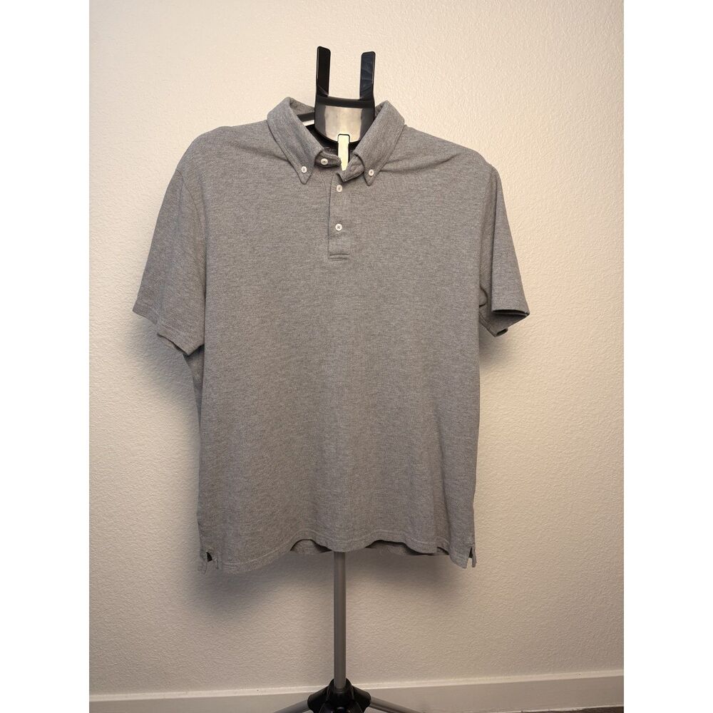 Spier & Mackay Heather Gray Pique Polo Mens XXL Button Down Collar Shirt